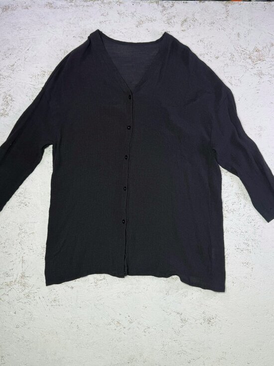 J. Jill Sweaters - J. Jill Grey Lightweight Crinkle Knit Button Front Cardigan Sweater